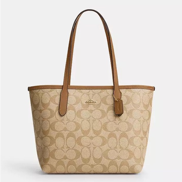 NWT!COACH SMALL CITY TOTE 23 IN SIGNATURE CANVAS (COACH CN733) - Picture 7 of 10